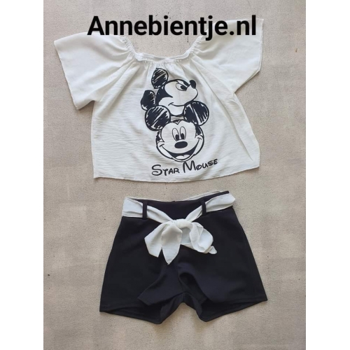 Trendy meisjes 2 delige set z/w met applicatie