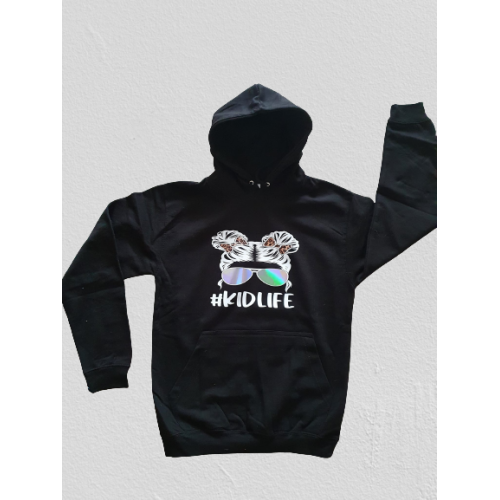 Hoodie Jet Black met kids life