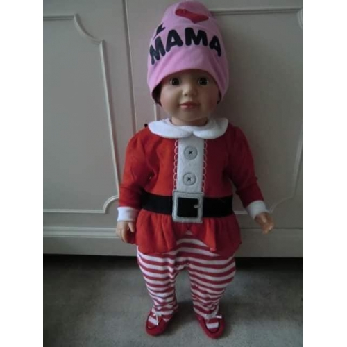 onesie velours baby kerstkleding Het kerstpakje bestaat uit 1 geheel .