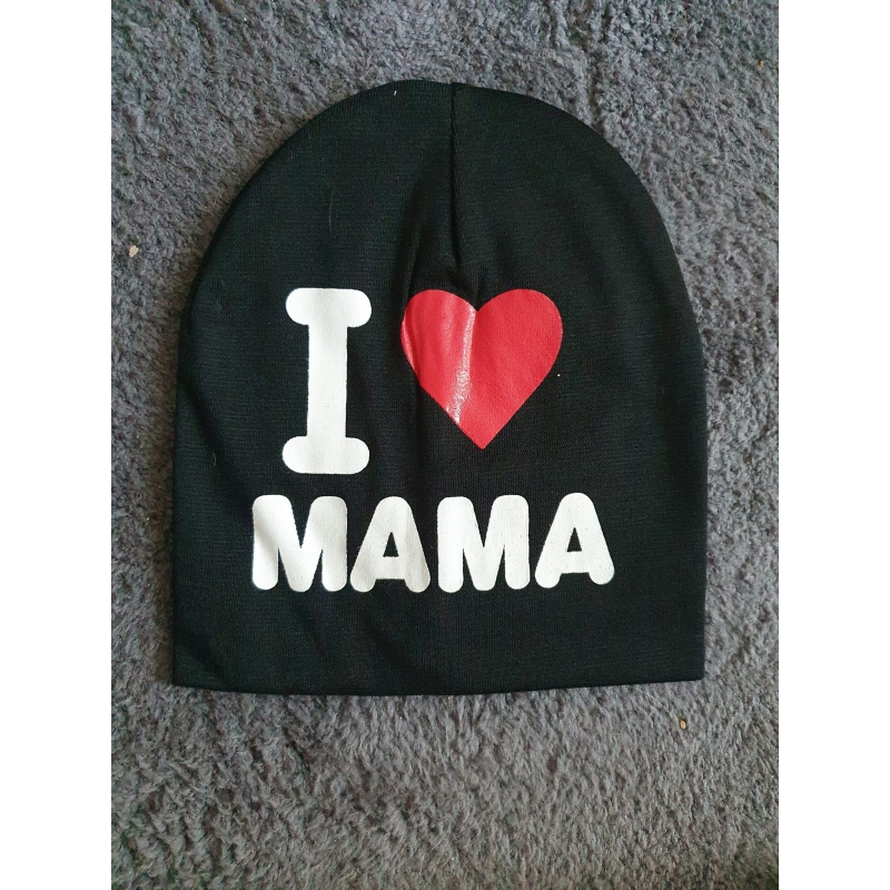 Baby mutsje zwart i love mama 