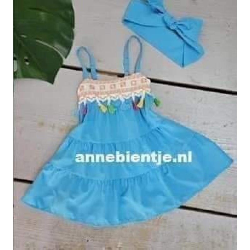 ZOMERS JURKJE “Blauw” met gratis haarband erbij