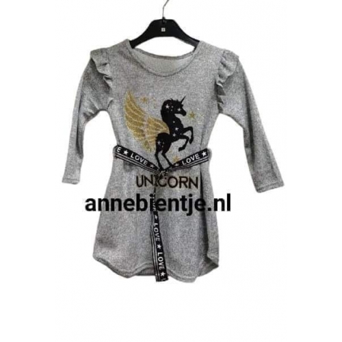Trendy meisjes jurkje met applicatie grijs