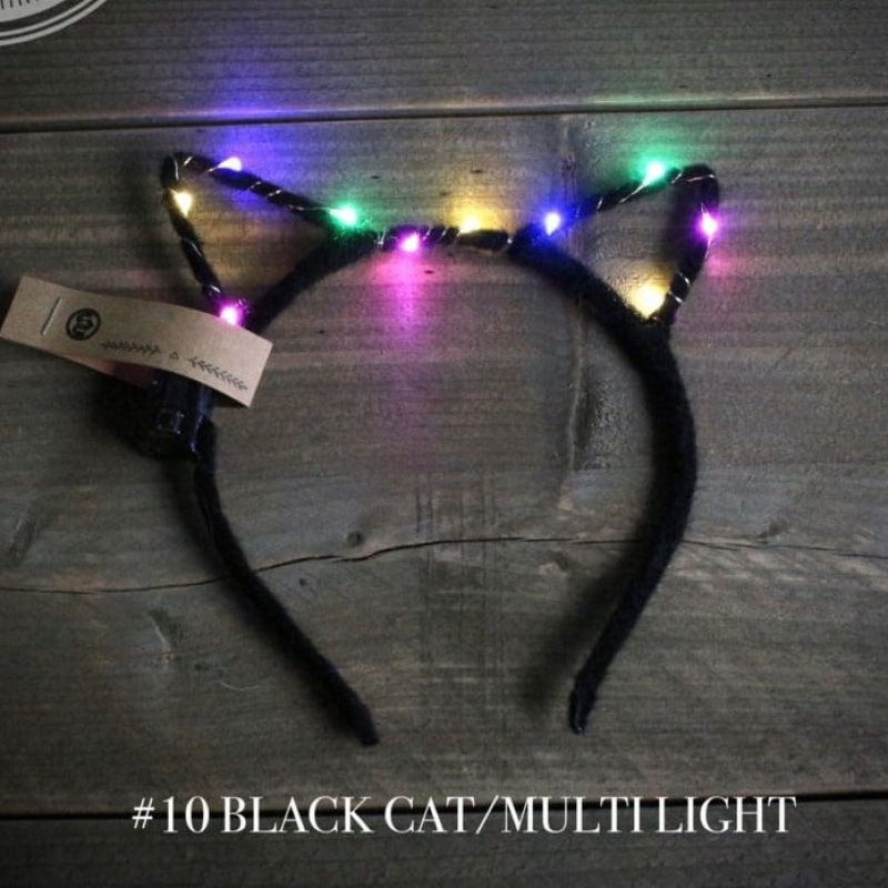 Headband Led diadeem Cats - Black/Multicolor