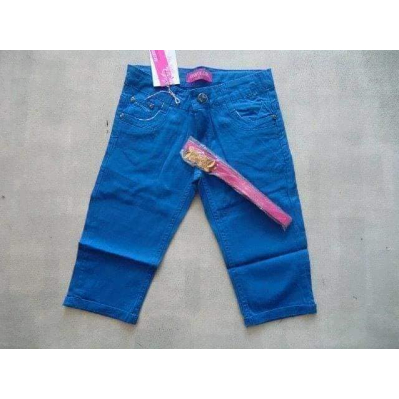 Blauwe capri broek met riem voor meisjes