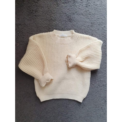 All round sweater, creme kleur