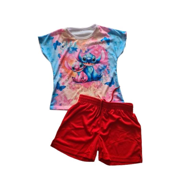 Zomersetje Stitch met kortebroek 