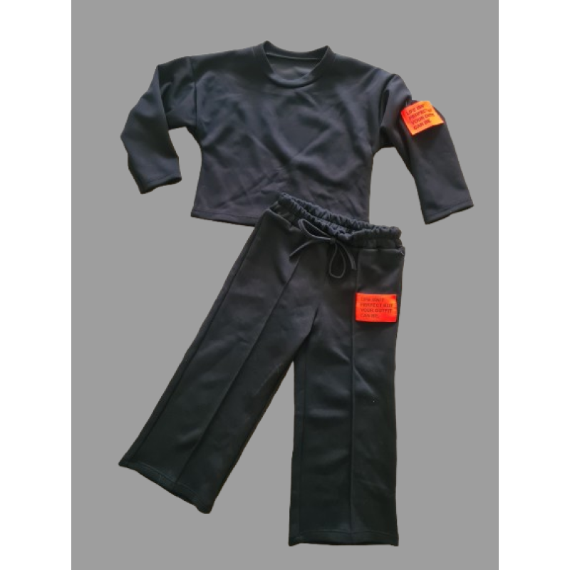 Fashion jog 2-delig Label (Zwart)