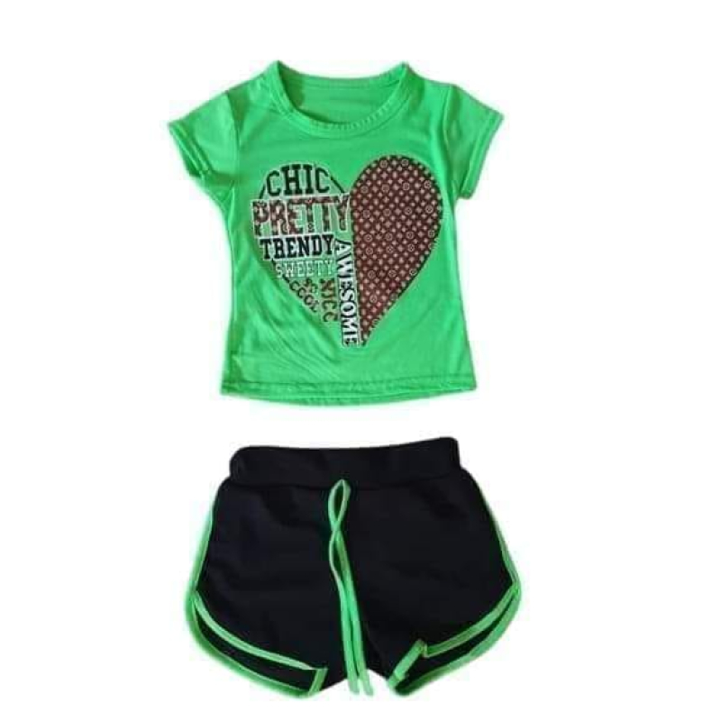  2 delige set met applicatie groen hart
