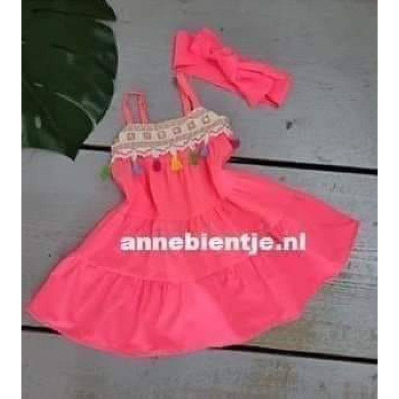 ZOMERS JURKJE “ROZE” met gratis haarband erbij