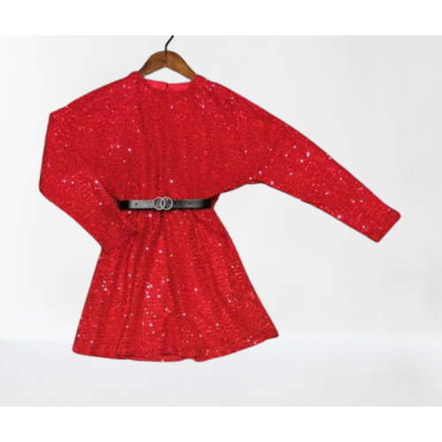 Christmass belt dress Rood