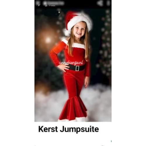 Christmas Flared Jumpsuite met riem en Kerstmuts