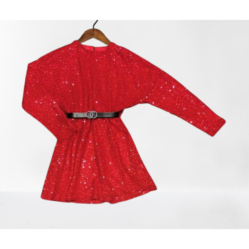 Christmass belt dress Rood