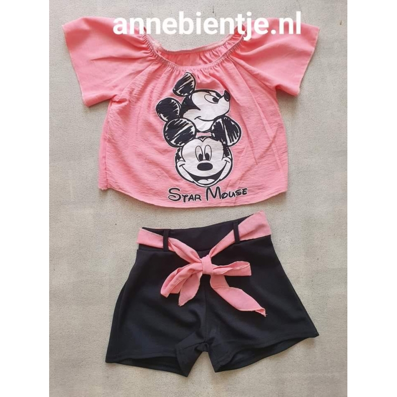 Trendy meisjes 2 delige set r/z met applicatie 