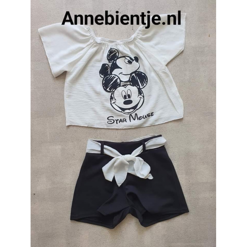Trendy meisjes 2 delige set z/w met applicatie